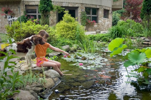Waterscapes - Girl-w-Dog-by-Pond